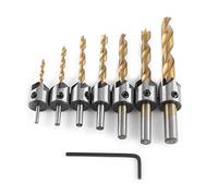 Avellanador Recubierta de Titanio Brocas de Chaflán de HSS para Carpintería Escariador de Carpintería(3-10mm (3/4/5/6/7/8 / 10mm)
