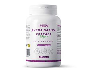 Avena Sativa de HSN | 120 Capsulas Vegetales equivalencia 3500 mg Semilla y Tallo por Dosis Diaria Extracto 10x Veces Más Concentrado | No-GMO, Vegano, Sin Gluten