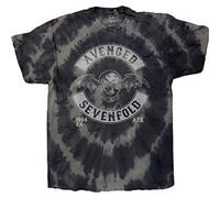 Avenged Sevenfold Deathbat Crest (Dip-Dye) Camiseta Tie Dye para hombre Carbón, Carbón, Medium