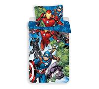 Avengers Azul Funda Nórdica Cama 90 140x200 Algodón Marvel Niño | Ropa de cama reversible | Algodón natural transpirable | Marvel oficial | Niño | Regalo | Lavable a máquina