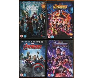 AVENGERS COMPLETE DVD COLLECTION 1. Avengers Assemble 2. Age of Ultron 3. Infinity War 4. Endgame