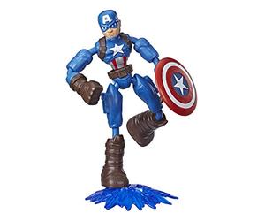 Avengers E7869 Marvel Bend and Flex Action Figure Toy, 6-Inch Flexible Captain America, Includes Accessory, Ages 4 and Up, Multicolor