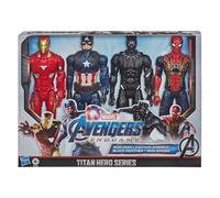 Marvel Avengers Endgame Titan Hero Series - Figuras de acción de 12 pulgadas, Capitán América, Iron Spider, Black Panther y Iron Man (4 figuras de acción)
