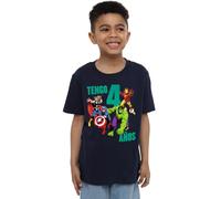 Avengers Marvel Thor Hulk Captain America Iron Man Birthday 4 (Spanish) Boys T Shirt, Navy, 3-4 Años Unisex Kids