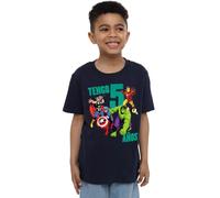 Avengers Marvel Thor Hulk Captain America Iron Man Birthday 5 (Spanish) Boys T Shirt, Navy, 3-4 Años Unisex Kids