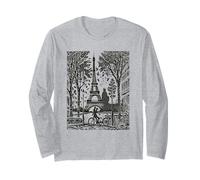 Avenida de París a la Torre Eiffel en Francia Woodblock Francés Manga Larga