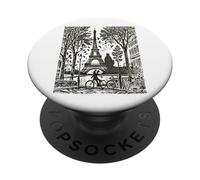 Avenida de París a la Torre Eiffel en Francia Woodblock Francés PopSockets PopGrip Adhesivo