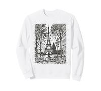 Avenida de París a la Torre Eiffel en Francia Woodblock Francés Sudadera
