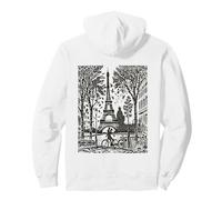 Avenida de París a la Torre Eiffel en Francia Woodblock Francés Sudadera con Capucha