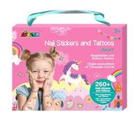 Avenir Calcomanías y tatuajes de uñas | Unicornios, más de 260 calcomanías temporales y tatuajes, para niños a partir de 3 años, rosa