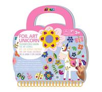 Avenir Kit de manualidades de unicornio de aluminio, 12 imágenes con 20 hojas de aluminio, calcomanías, ideal para viajes, a partir de 3 años, rosa