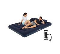 AVENLI Colchón Hinchable Queen-Size 203x152x22 cm, 2 Personas, Coil-Beam, con Bomba y 2 Almohadas, hasta 300 kg, Azul, Camping Cama supletoria Exterior - colchón Hinchable para 2 Personas
