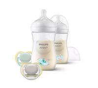 Philips AVENT Natural Response SCD837/11 Pack 2 biberones decorados, 2 chupetes