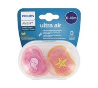 Philips Avent Chupete Ultra Air Silicone Rosa/Amarillo 6-18m x2