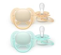 Avent Ultra Soft - Chupete de silicona ultra suave (0 meses) - para pieles sensibles - Lote de 2