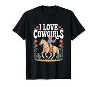 Aventura a Caballo I Love Cowgirls Rider Camiseta gráfica económica, Hombre, Negro, S