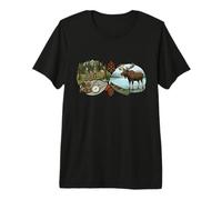 Aventura al Aire Libre Alce Canoa Camping Senderismo Arte del Desierto Camiseta Premium