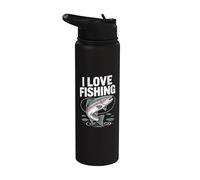 Aventura al aire libre I Love Fishing Catching Fish Stainless Steel Insulated Water Bottle