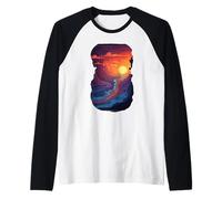 Aventura al Atardecer del Gran Cañón con río Camiseta Manga Raglan