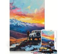 Aventura al Atardecer en la montaña con SUV Rompecabezas de 1000 Piezas para Adolescentes Juguete de Habilidad para Rompecabezas Diversión compartida Corte preciso Decoración de Pared (38x26cm)