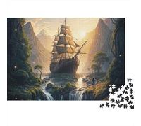 Aventura Barco Fantasía Rompecabezas 1000 Piezas Adultos Naufragio Valle Chica Atardecer Premium Grueso Resistente Vibrante Desafiante Alivio Estrés Regalo 70x50cm/1000pcs