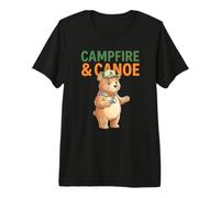Aventura de Campamento Explorador de Oso en Canoa y fogata Camiseta Premium