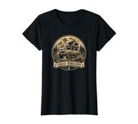 Aventura de Camping Todoterreno 4x4 con Bigfoot Camiseta gráfica económica, Mujer, Negro, L