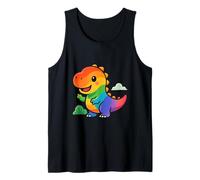 Aventura de Dinosaurio arcoíris. Lindo Dinosaurio Kawaii Camiseta sin Mangas