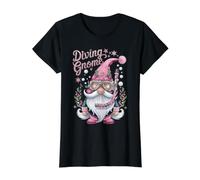 Aventura de espíritu Festivo de gnomo de Buceo de Navidad Camiseta gráfica económica, Mujer, Negro, S