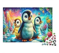 Aventura de pingüinos: Pingüinos Coloridos en una Escena Colorida. Rompecabezas de 1000 Piezas para Adultos. Actividad Divertida para días lluviosos. 38 x 26 cm/1000 Piezas.