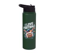 Aventura de touchdown cósmico I Love Football Stainless Steel Insulated Water Bottle