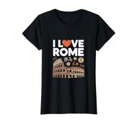 Aventura de Viaje I Love Roma Coliseo Camiseta gráfica económica, Mujer, Negro, XL