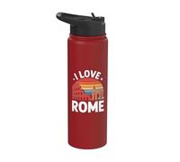 Aventura de viaje retro I Love Roma Stainless Steel Insulated Water Bottle