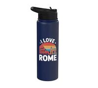 Aventura de viaje retro I Love Roma Stainless Steel Insulated Water Bottle