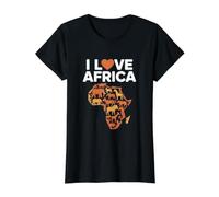 Aventura de Vida Silvestre I Love Africa Camiseta gráfica económica, Mujer, Negro, XL