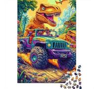 Aventura Dinosaurio Jungla Puzzle de 1000 Piezas Juego de Puzzle 1000 Piezas Papel para Adultos Vehículo Todoterreno Relajación Familiar Decoración Regalo 52x38cm/1000pcs