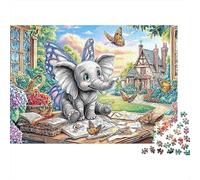 Aventura Elefante Puzzle 1000 Piezas Adultos Elefante Alas Mariposa Premium Grueso Vibrante Desafiante Duro Regalo 70x50cm