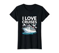 Aventura en Barco Divertido I Love Cruises Camiseta gráfica económica, Mujer, Negro, XS