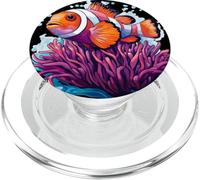 Aventura en el océano con un pez payaso y anémona PopSockets PopGrip para MagSafe