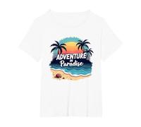 Aventura en el Paraíso Playa Camiseta, Mujer Tallas Grandes, Blanco, 2XL Grande
