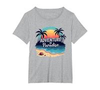 Aventura en el Paraíso Playa Camiseta, Mujer Tallas Grandes, Gris Jaspeado, 2XL Grande