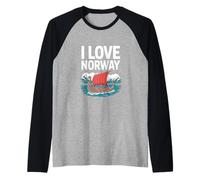 Aventura escénica en Barco Vikingo I Love Norway Camiseta Manga Raglan