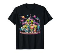 Aventura Espacial Retro de Cosmic Alien Family Camiseta