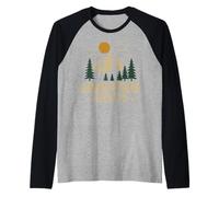 Aventura Espera Retro Montaña Pinar Bosque Camiseta Manga Raglan