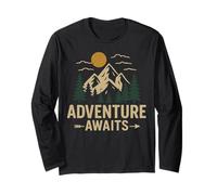 Aventura Espera Retro Montaña Pinar Bosque Manga Larga