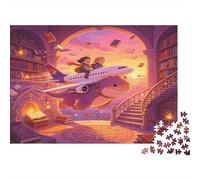 Aventura Fantástica Avión Puzzle de 1000 Piezas Papel Puzzle para Adultos Escena Biblioteca Mágica Relajación Regalo Hogar 70x50cm/1000pcs