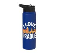 Aventura histórica I Love Prague Cityscape Charm Stainless Steel Insulated Water Bottle