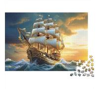 Aventura Marina Rompecabezas de Barco 1000 Piezas Papel para Adultos, Relajación Mental, Decoración de Pared, Rompecabezas de Papel Educativo 38x26cm/1000pcs