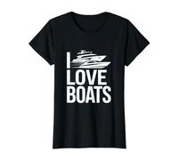 Aventura náutica I Love Boats Camiseta gráfica económica, Mujer, Negro, XL