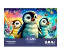 Aventura Pingüino 1000pz | Desafiante Antiestrés | Pingüinos + Paisaje Cósmico Vibrante | Regalos Mujeres/Hombres | Adultos y Niños